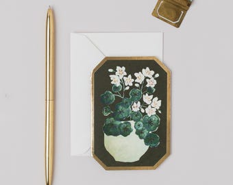 Botanical Luxury Mini Card | Nasturtium Floral Greeting Card | Birthday | Easter card