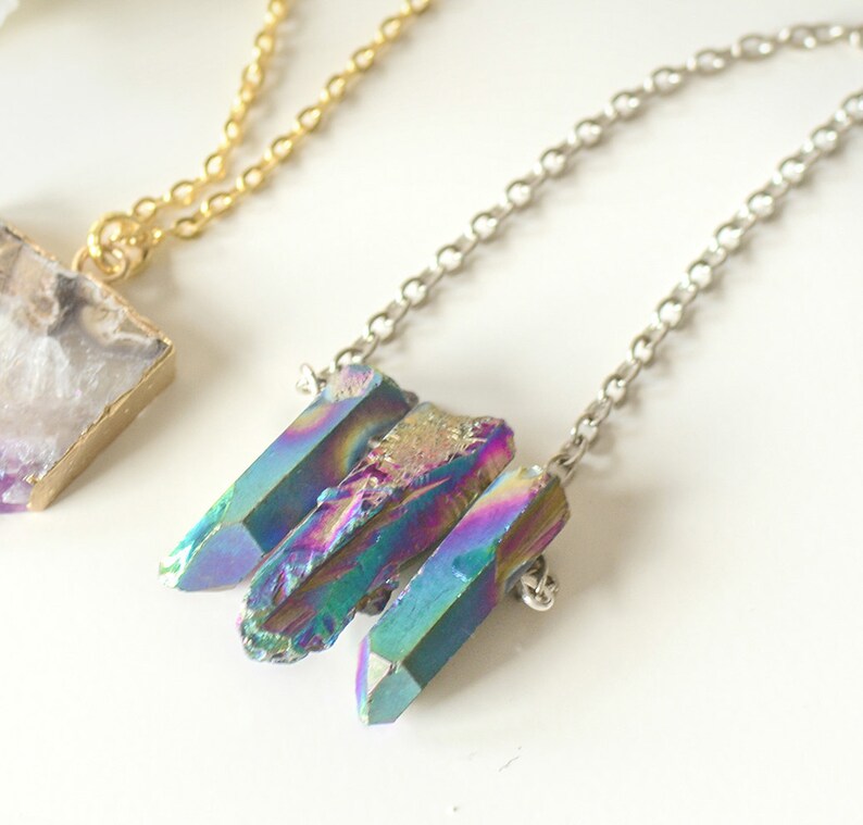 rainbow aura quartz jewelry