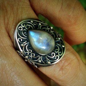 Moonstone ring size 8, oxidized sterling silver rings