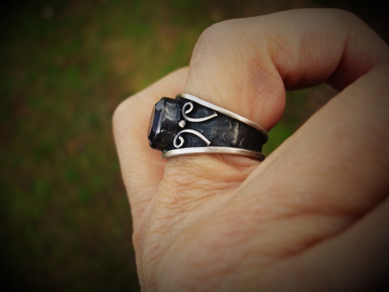 Purple amethyst ring size 7 February birthstone rings oxidized silver jewelry