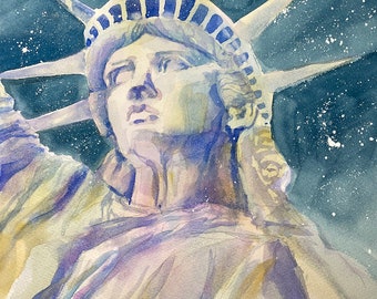Statue of Liberty Original Watercolor Painting