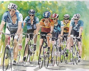 Bicycle Tour Watercolor Print