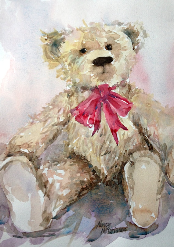 teddy bear watercolor painting