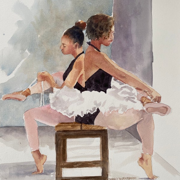 Ballet Dancers Original Watercolor Painting