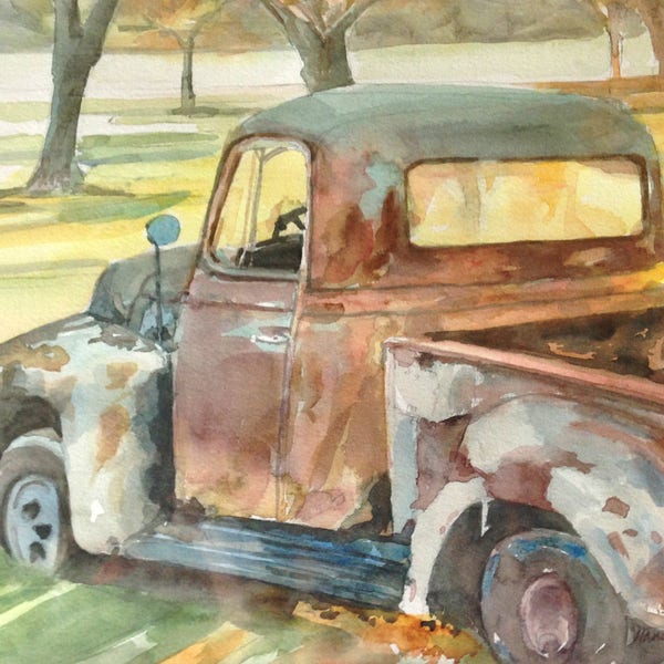 Rusty Truck Watercolor Painting