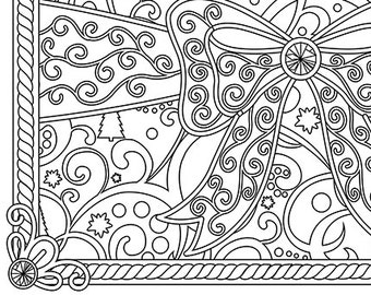 Christmas coloring page - Holiday Xmas Gifts - Christmas Treats Holiday Coloring Book - Adult Coloring Page