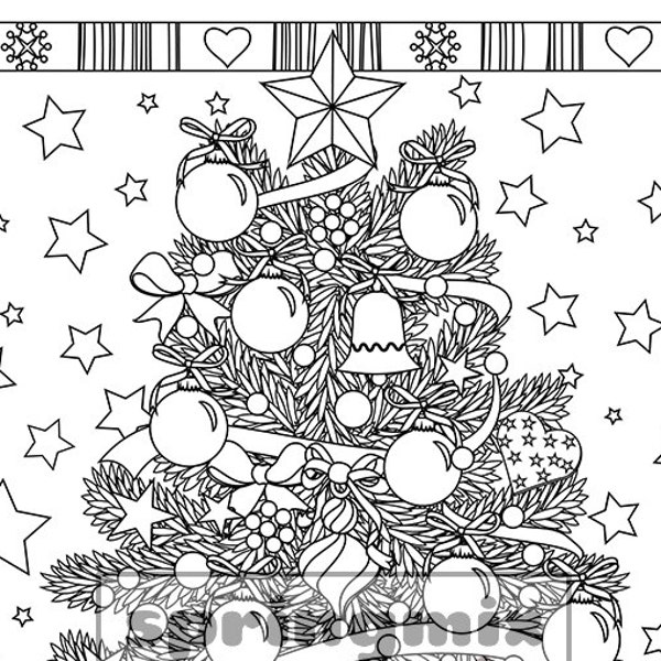 Christmas coloring page - Christmas Treats Holiday Coloring Book - Adult Coloring Page - Holiday Xmas Tree