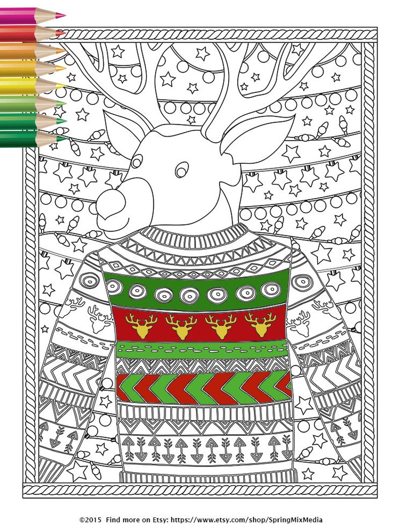Christmas Coloring Page Christmas Treats Holiday Coloring - Etsy