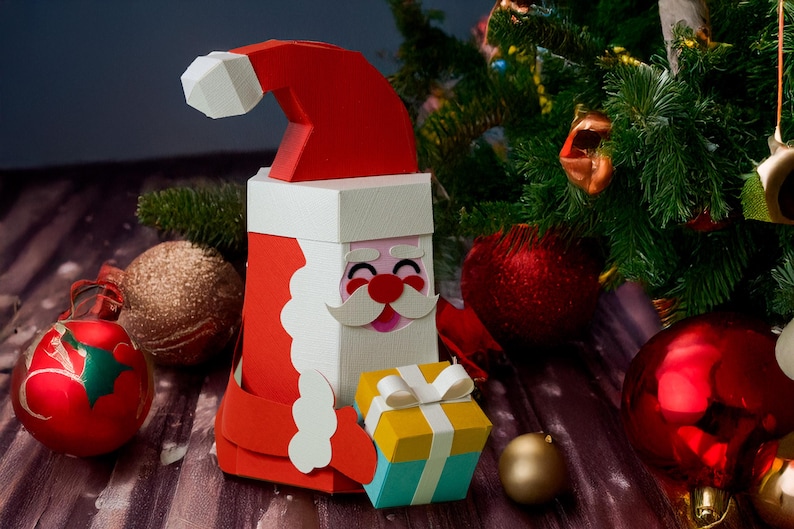 3D Santa Papercraft Template – Christmas Gift Box, DIY Table Decor (PDF ...