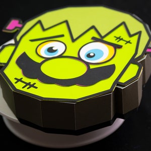 Box Frankenstein Version Mario Low Poly Papercraft Geschenkbox SVG, papercraft box