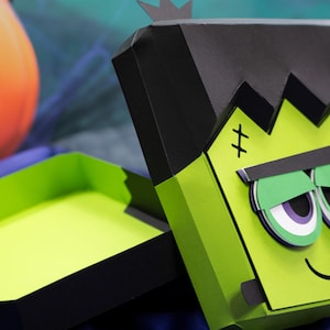 Papercraft Frankenstein, Low Poly  Frankie 3D box Papercraft template gift box SVG