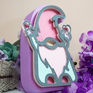 3D-kabouterdoos SVG • Papercraft-geschenkdoossjabloon • DIY-papieren doos voor Cricut Silhouette • Gelaagde kabouterdoos