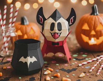 Vampire Papercraft 3D Box - Halloween Dracula Template DIY