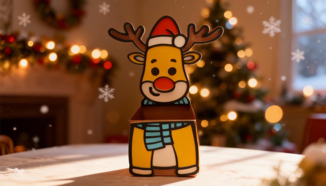 Papercraft Rudolph Reindeer Papercraft 3D Box - Christmas Rudolph Template DIY - Etsy