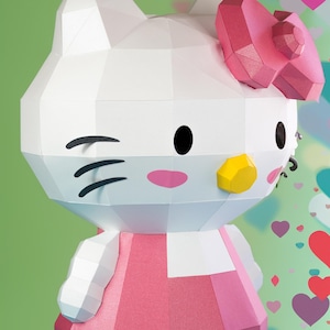 Poupée chat papercraft low-poly, Svg Cricut, Silhouette, fichier numérique 3D 3D, créations DIY, modèle PDF STUDIO, origami, décoration d'intérieur