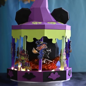 3d Lowpoly box carousel svg, box carousel  Halloween SVG, Cricut 3d lowpoly Paper cut 3d svg papercraft box svg, papercraft carousel