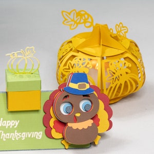 Turkey 3D Lamp & Card SVG Kit: Thanksgiving Papercraft Template