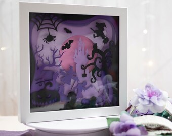 Halloween Shadow Box SVG: Layered Paper Cut Files for Cricut