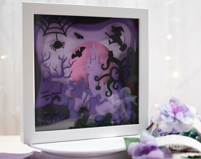 Spooky House Halloween Shadow Box Template, Layered Paper Cut (svg, Dxf ...