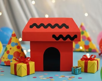 Classic dog House Papercraft Box SVG • 3D Favor Box Template • Cricut Silhouette Digital File