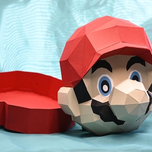 Papercraft Mario Bros Box, Low Poly 3d Box, Papercraft Vorlage Geschenkbox SVG