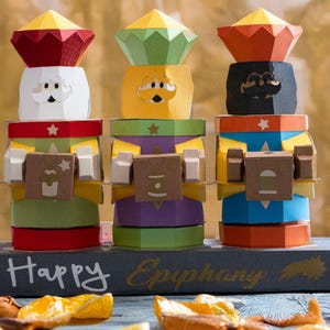 Three Kings Papercraft Nativity 3D Box SVG • Low Poly kerstsjabloon • Cricut silhouet DIY • Holy Kings Party Favor