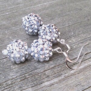 Sparkly Earrings, Silver Rhinestone Earrings, Date Night Earrings, Party Earrings, Silver Dangle Earrings, Silver Bead Earrings FUN EARRINGS