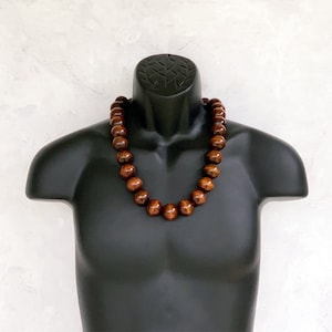 Mens Wood Necklace, Wood Bead Necklace for Men, Wooden Necklace, Mens Boho Necklace, Casual Mens Necklace, Gift for Him, 28" Wood Necklace