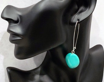 Teal Earrings Dangle, Blue Green Earrings, Teal Bead Earrings, Long Blue Earrings, Green Blue Dangle Earrings, Unique Blue Earrings Silver