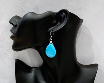 Turquoise Teardrop Earrings, Blue Teardrop Gemstone Earrings, Turquoise Bridesmaid Earrings, Sky Blue Earrings, Blue Bridesmaid Jewelry