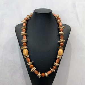 Wood Necklace, Tribal Wood Necklace, Wood Bead Necklace, Boho Wood Necklace, Unisex Wood Necklace, Wood Beaded Necklace, Mens Wood Necklace