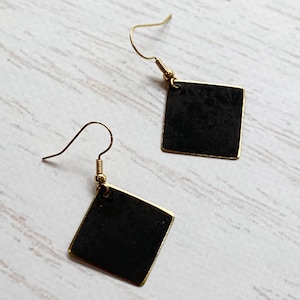 Modern Black Earrings Dangle, Unique Black Earrings, Black and Gold Earrings, Short Black Earrings for Women, Unique Earrings - LIGHTWEIGHT