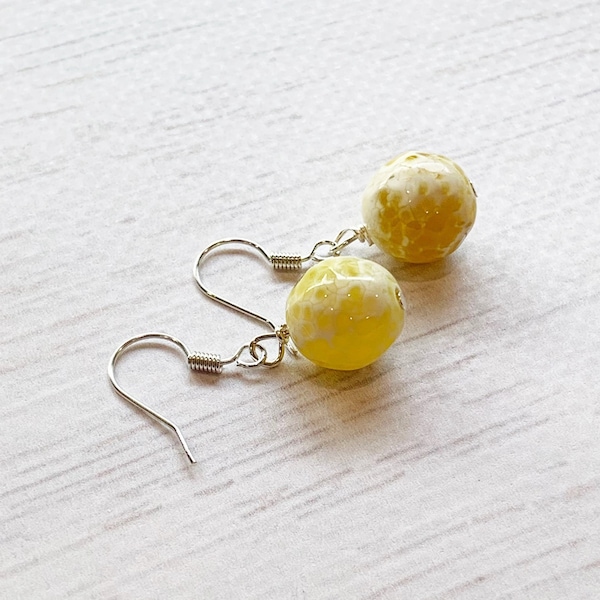 Yellow Bead Earrings Etsy