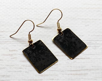 Modern Earrings Black, Simple Black Dangle Earrings, Black Minimalist Earrings, Matte Black Earrings, Black and Gold Earrings, Cool Earrings