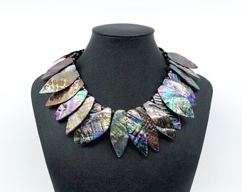 Abalone Shell Necklace, Colorful Shell Necklace, Seashell Statement Necklace, Chunky Shell Necklace, Tropical Statement Necklace - FABULOUS