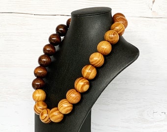 Wood Necklace, Mens Wood Necklace, Wood Beaded Necklace, Chunky Wood Necklace Unisex Wood Necklace, Mens Wooden Necklace, Wood Bead Necklace