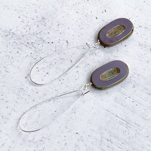Earthy Purple Earrings, Muted Purple Dangle Earrings, Light Purple Oval Earrings, Pale Purple Bead Earrings, Purple Beaded Earrings - PRETTY