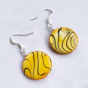 Yellow Earrings Dangle, Animal Print Earrings Dangle, Abstract Earrings Yellow and Black, Leopard Print Earrings, Beachy Earrings Dangle