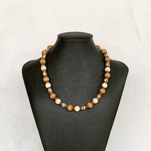 Mens Necklace Beaded, Mens Wood Necklace, Unique Mens Necklace, Everyday Necklace for Men, Small Wood Bead Necklace, Stylish Jewelry for Men