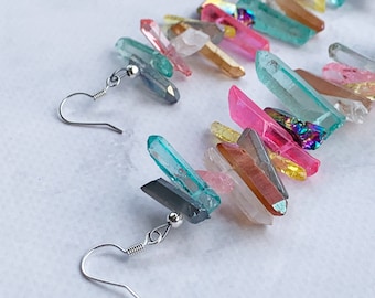Long Colorful Earrings, Colorful Shoulder Duster Earrings, Colorful Dangle Earrings, Long Earrings, Party Earrings, Unique Earrings - WOW