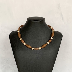 Wood Necklace for Men, Wood Beaded Necklace, Everyday Necklace for Men, Wooden Necklace, Mens Wood Necklace, Mens Boho Necklace Wood