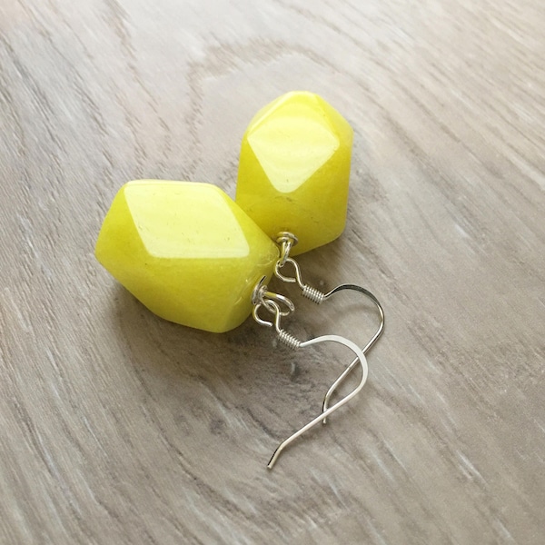 Bright Yellow Earrings, Neon Yellow Earrings, Yellow Gemstone Earrings, Citron Earrings, Summer Earring, Yellow Dangle Earrings POP OF COLOR