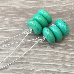 Green Dangle Earrings, Long Green Earrings, Green Turquoise Earrings, Chunky Green Earrings, Green Gemstone Earrings, Tropical Earrings WOW