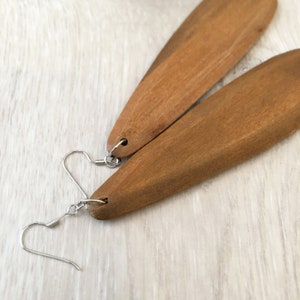 Large Wooden Earrings Teardrop, Wood Statement Earrings, Large Wood Earrings, Long Wood Bead Earrings, Long Boho Earrings for Women - 5 INCH
