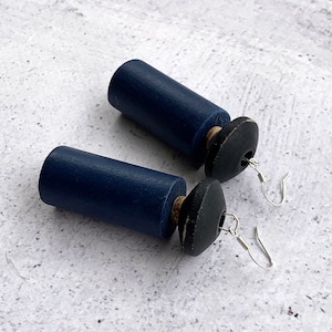 Ethnic Earrings, Navy Blue Earrings, Tribal Earrings, Wood Bead Earrings, Unique Earrings, Boho Dangle Earrings, Wood Beaded Earrings - COOL