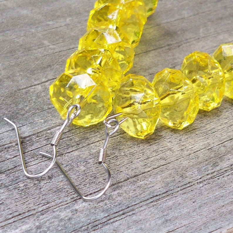 Yellow Earrings Long Yellow Earrings Yellow Dangle Earrings Large Yellow Earrings Yellow Bead Earrings Clear Yellow Earrings Bright Yellow