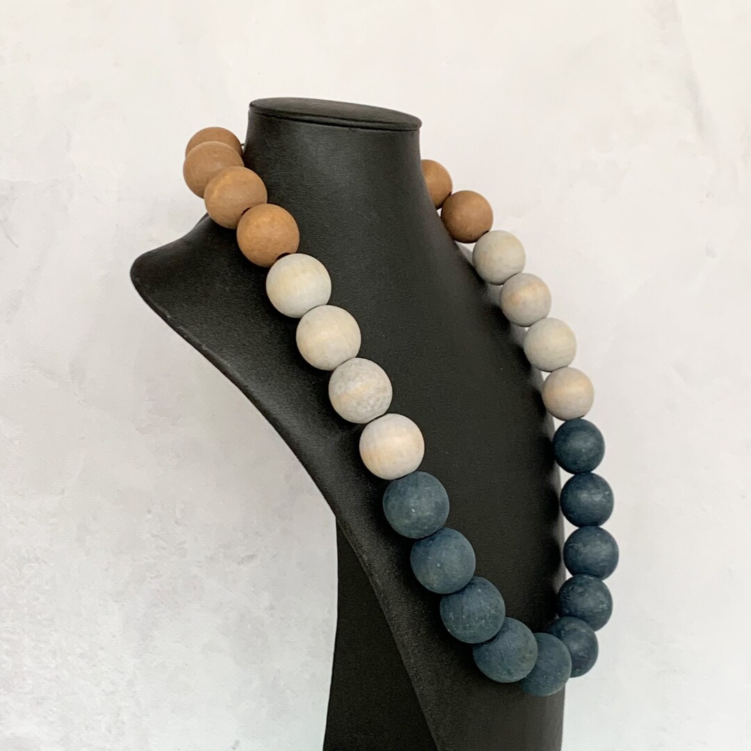 Collier Homme SUJHAL Perles Bois - 40+7 Cm | Style Unique, Céramique Douce