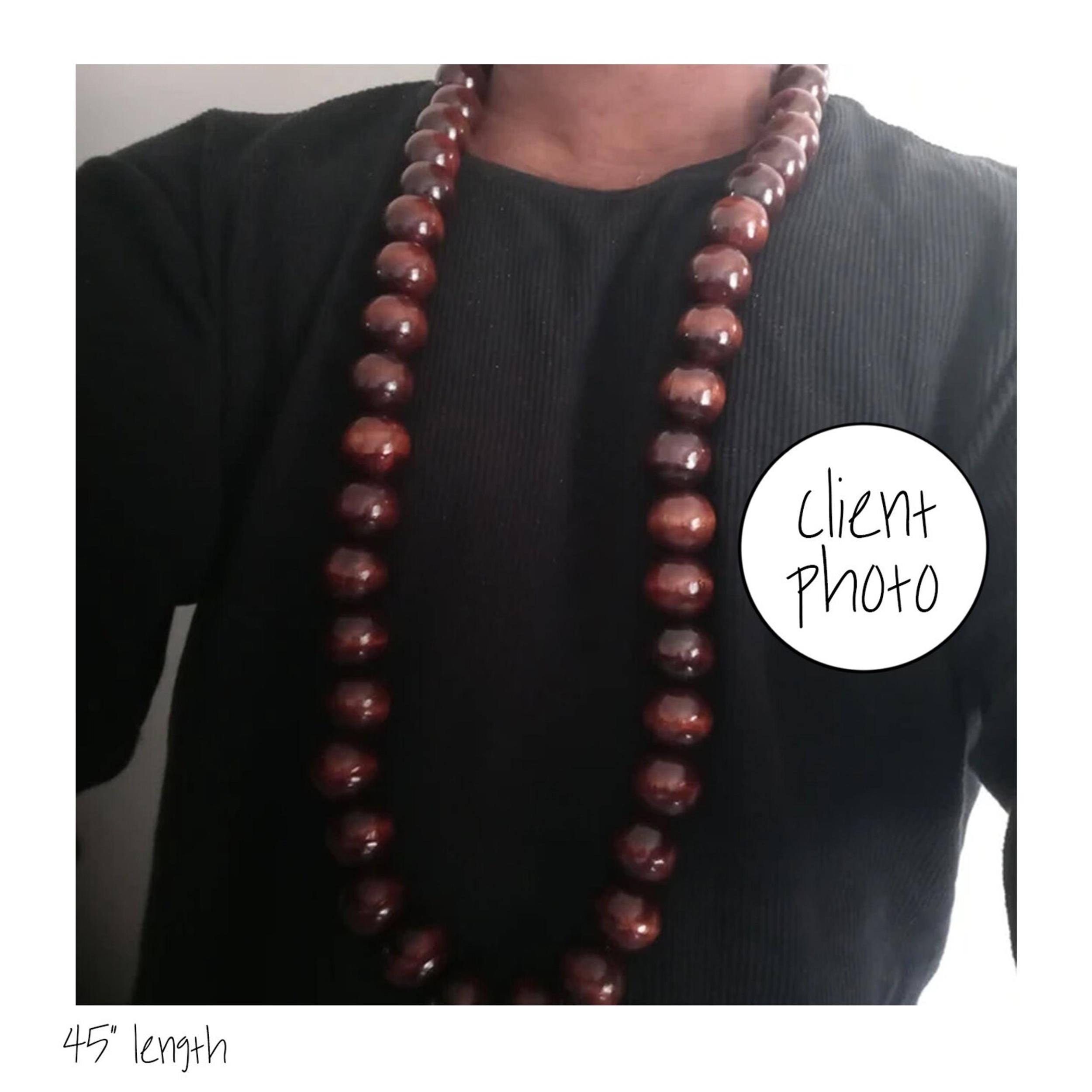 Collar De Cuentas Rojas De Madera Para Cosplay – Talla única 60 Cm, Cuentas De 2.5 Cm, Ligero Y Elástico, Para One Piece Y Disfraces