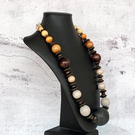 Giant wooden bead necklace best sale