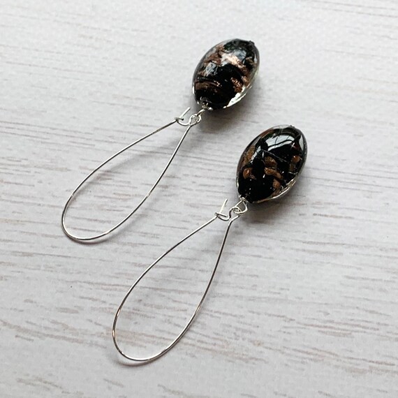 Black and Brown Earrings Long Brown Earrings Brown Dangle